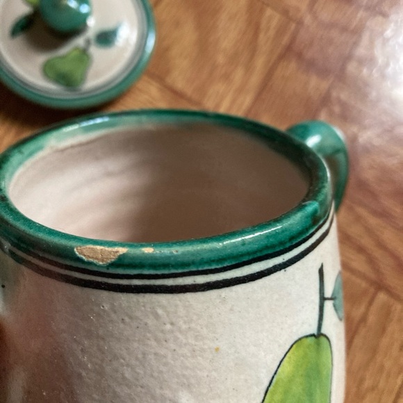 VTG Puente Arzobispo ACB SIGNED Pitcher 
Teacups Pears Jar Ceramic Pottery Set - Picture 7 of 12
